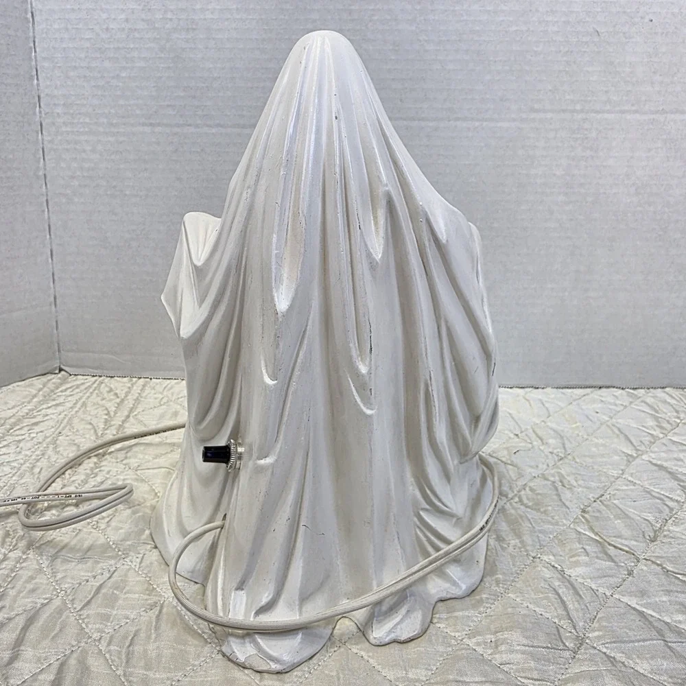 Vintage Byron Mold Ghost Holding a Jack-O-Lantern Light-Up Ceramic Figure 9.5